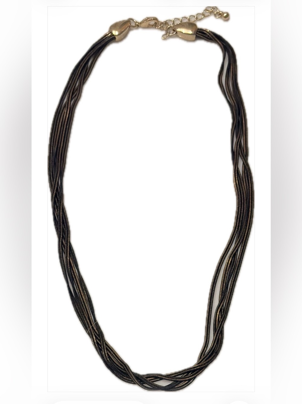 Mixed-Metal Multi-Strand Liquid Snake Chain Statement Necklace - Picture 3 of 7